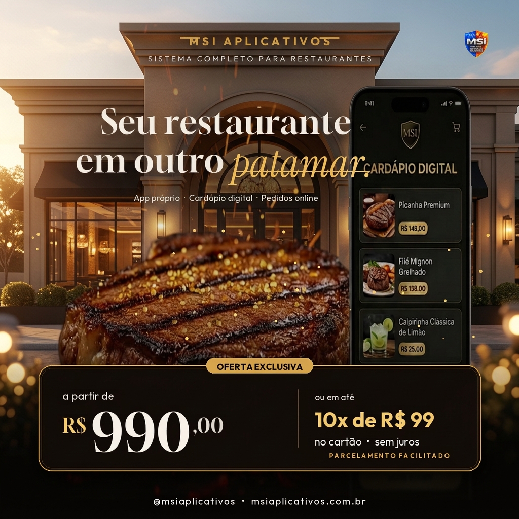 Anúncio premium MSI Aplicativos para restaurantes